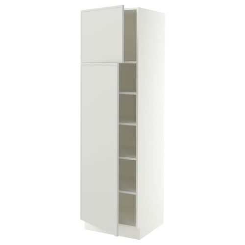 SEKTION High cabinet with shelves/2 doors, white/Aspudden light gray, 24x24x80 "