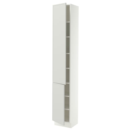 SEKTION High cabinet with shelves/2 doors, white/Aspudden light gray, 15x15x90 "