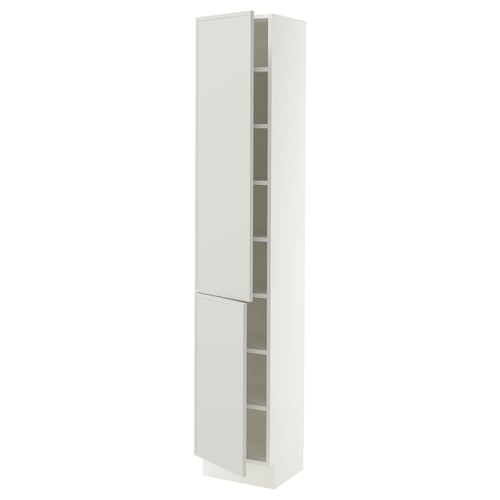 SEKTION High cabinet with shelves/2 doors, white/Aspudden light gray, 15x15x80 "