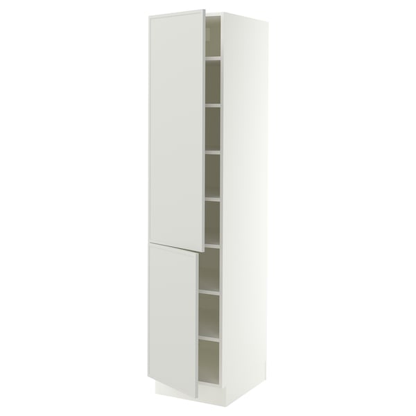 SEKTION High cabinet with shelves/2 doors, white/Aspudden light gray, 18x24x80 "