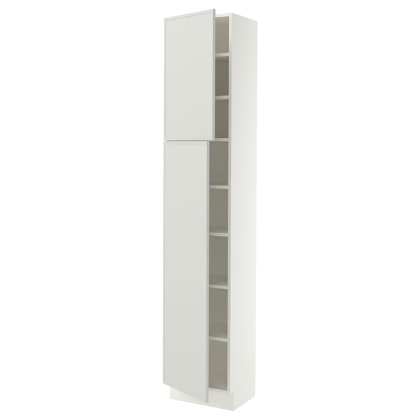 SEKTION High cabinet with shelves/2 doors, white/Aspudden light gray, 18x15x90 "