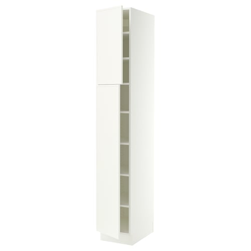 SEKTION High cabinet with shelves/2 doors, white/Aspudden matte white, 15x24x90 "