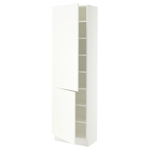 SEKTION High cabinet with shelves/2 doors, white/Aspudden matte white, 24x15x80 "