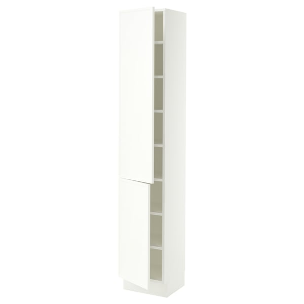 SEKTION High cabinet with shelves/2 doors, white/Aspudden matte white, 15x15x80 "