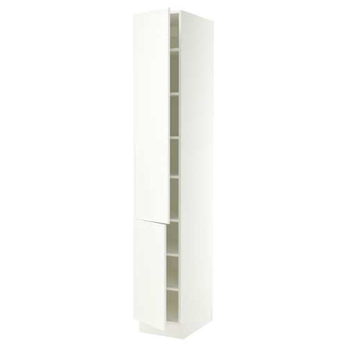 SEKTION High cabinet with shelves/2 doors, white/Aspudden matte white, 15x24x90 "