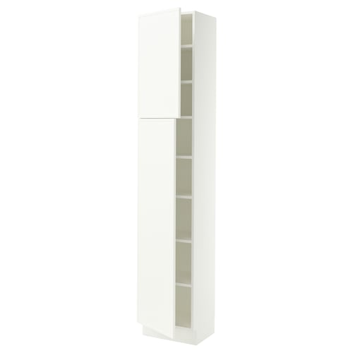 SEKTION High cabinet with shelves/2 doors, white/Aspudden matte white, 18x15x90 "