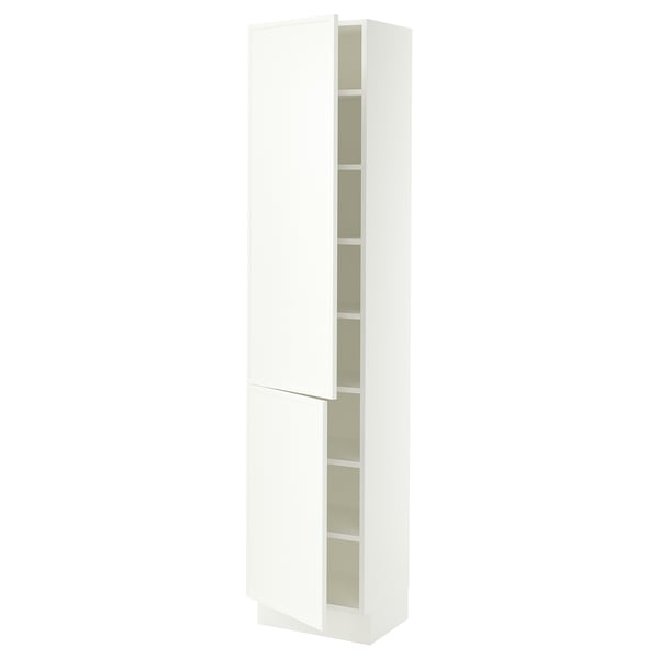 SEKTION High cabinet with shelves/2 doors, white/Aspudden matte white, 18x15x80 "