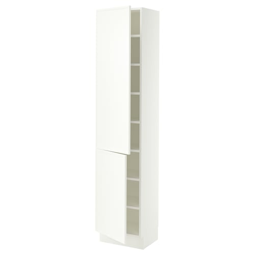 SEKTION High cabinet with shelves/2 doors, white/Aspudden matte white, 18x15x80 "