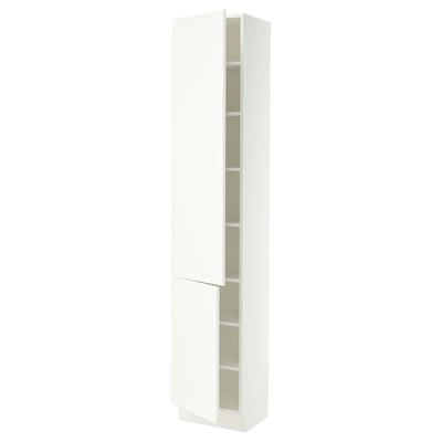 SEKTION High cabinet with shelves/2 doors, white/Aspudden matte white, 18x15x90 "