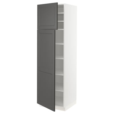 SEKTION High cabinet with shelves/2 doors, white/Axstad dark gray, 24x24x80 "