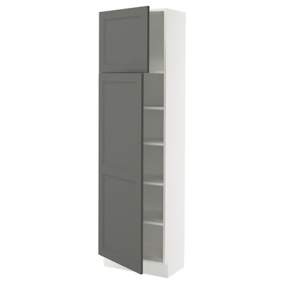 SEKTION High cabinet with shelves/2 doors, white/Axstad dark gray, 24x15x80 "