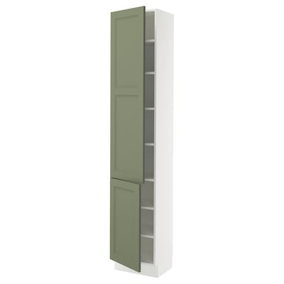 SEKTION High cabinet with shelves/2 doors, white/Axstad gray-green, 18x15x90 "