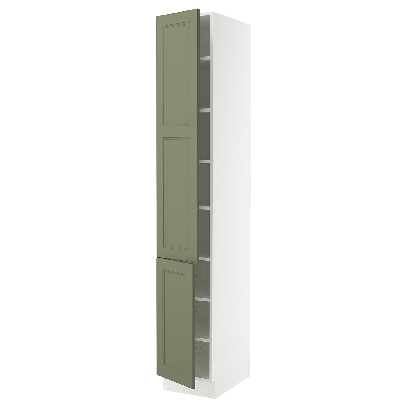 SEKTION high cabinet with shelves/2 doors, white/Axstad gray-green
