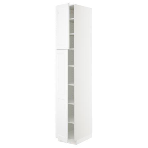 IKEA SEKTION white high cabinet with shelves.