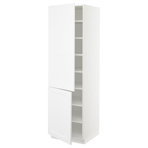 White SEKTION kitchen cabinet with adjustable shelves and door dampers.