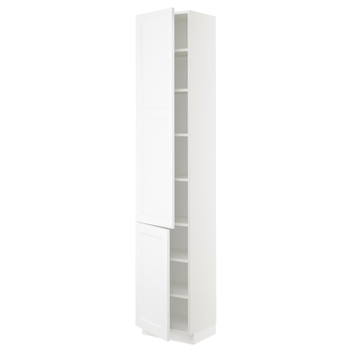 The SEKTION white kitchen cabinet from IKEA, featuring clean lines and adjustable shelves.