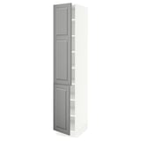 SEKTION High cabinet with shelves/2 doors, white/Bodbyn gray, 15x24x80 "
