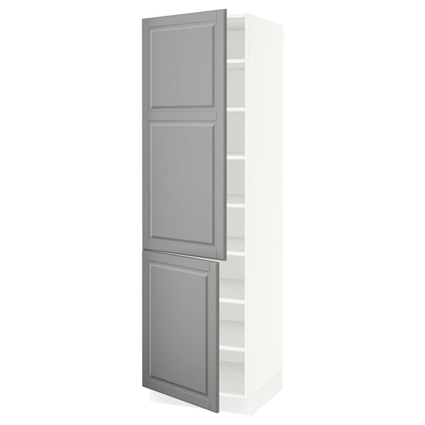 SEKTION High cabinet with shelves/2 doors, white/Bodbyn gray, 24x24x80 "