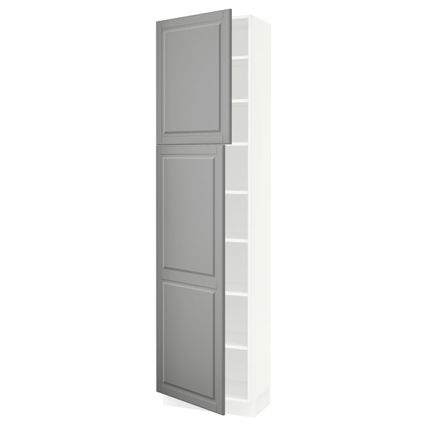 SEKTION High cabinet with shelves/2 doors, white/Bodbyn gray, 24x15x90 "