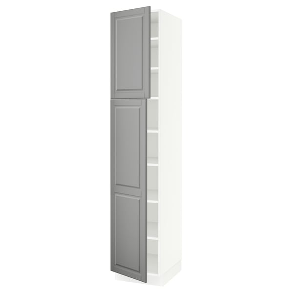 SEKTION High cabinet with shelves/2 doors, white/Bodbyn gray, 18x24x90 "