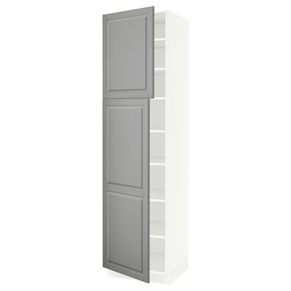 SEKTION High cabinet with shelves/2 doors, white/Bodbyn gray, 24x24x90 "