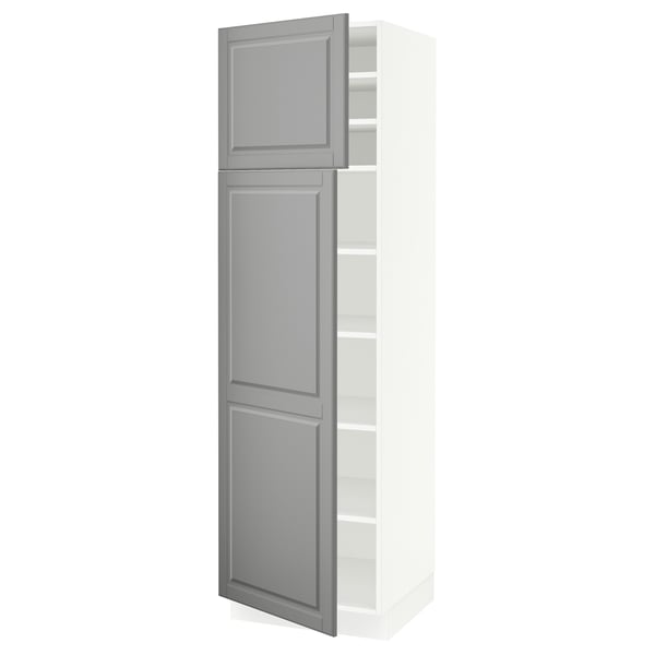 SEKTION High cabinet with shelves/2 doors, white/Bodbyn gray, 24x24x80 "