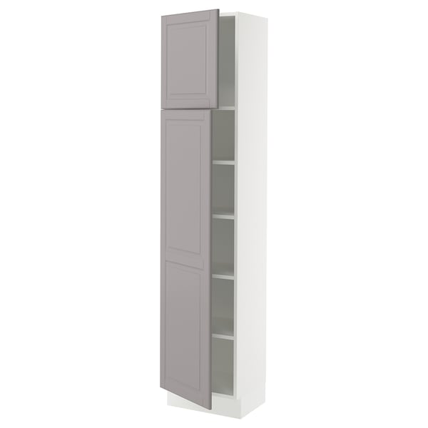 SEKTION High cabinet with shelves/2 doors, white/Bodbyn gray, 18x15x80 "