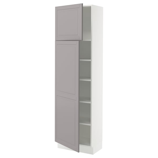 SEKTION High cabinet with shelves/2 doors, white/Bodbyn gray, 24x15x80 "