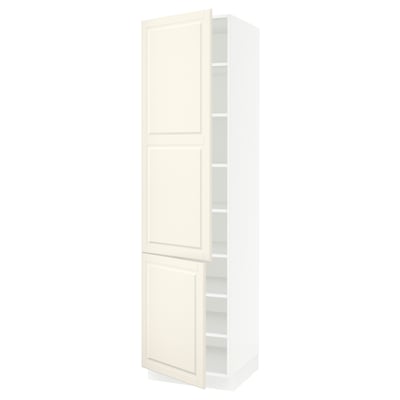 SEKTION High cabinet with shelves/2 doors, white/Bodbyn off-white, 24x24x90 "