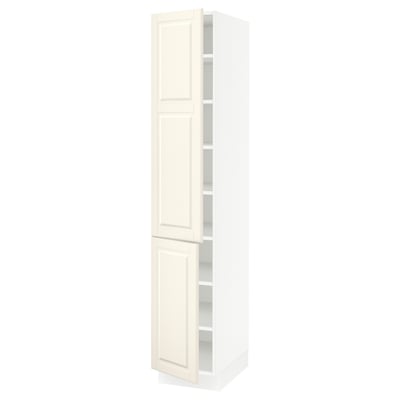 SEKTION High cabinet with shelves/2 doors, white/Bodbyn off-white, 15x24x80 "