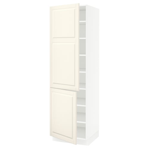 A SEKTION off-white kitchen cabinet with an adjustable shelf and bevelled edges.