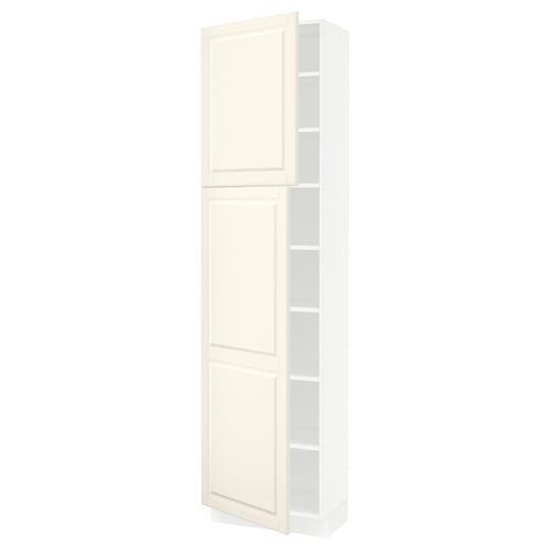 SEKTION kitchen cabinet, off-white, tall, rectangular, bevelled doors, wooden.
