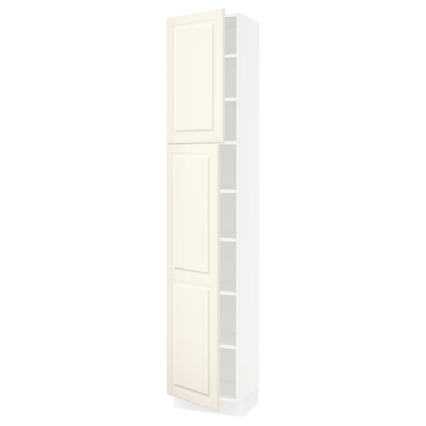 SEKTION High cabinet with shelves/2 doors, white/Bodbyn off-white, 18x15x90 "