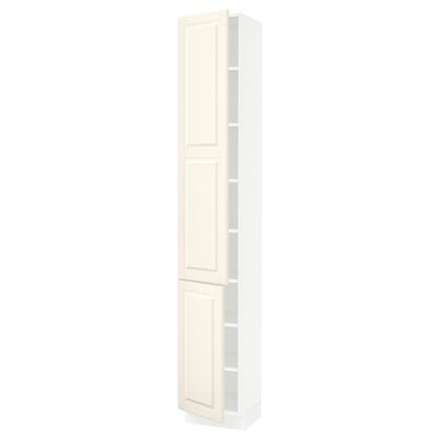 SEKTION High cabinet with shelves/2 doors, white/Bodbyn off-white, 15x15x90 "