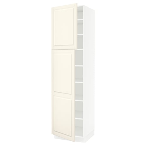 An off-white SEKTION kitchen cabinet with bevelled edges, featuring two adjustable shelves and a door with soft-close hinges.
