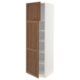SEKTION High cabinet with shelves/2 doors, white Enköping/brown walnut effect, 24x24x80 "