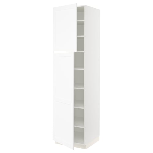 SEKTION white kitchen cabinet with adjustable shelves.