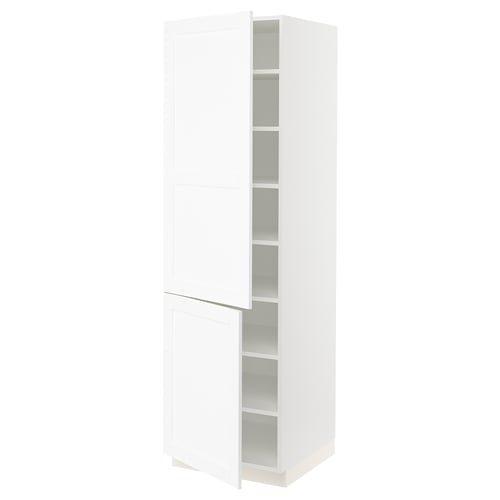 SEKTION white cabinet, classic wood grain, adjustable shelves, soft-closing door.