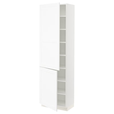 SEKTION High cabinet with shelves/2 doors, white Enköping/white wood effect, 24x15x80 "