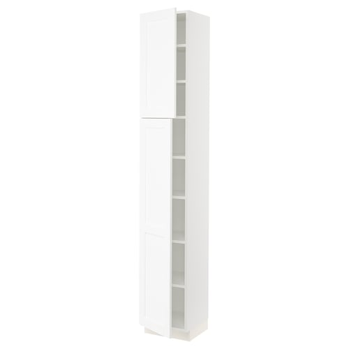 A white SEKTION kitchen cabinet with adjustable shelves and hinges with dampers for smooth closure.