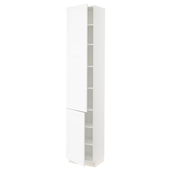 SEKTION High cabinet with shelves/2 doors, white Enköping/white wood effect, 18x15x90 "