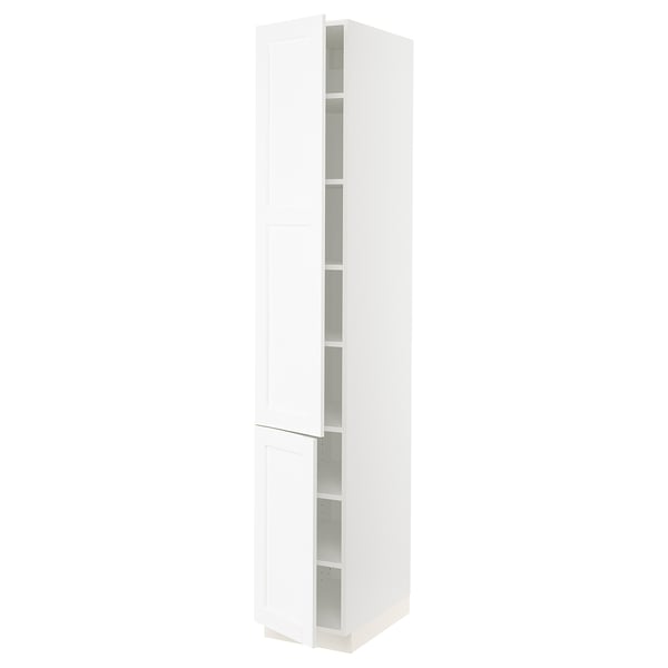 SEKTION High cabinet with shelves/2 doors, white Enköping/white wood effect, 15x24x90 "