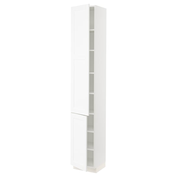 SEKTION High cabinet with shelves/2 doors, white Enköping/white wood effect, 15x15x90 "