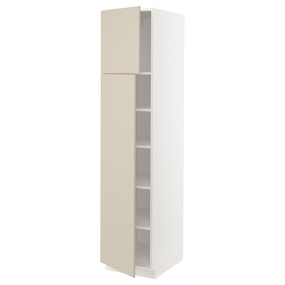 SEKTION High cabinet with shelves/2 doors, white/Havstorp beige, 18x24x80 "
