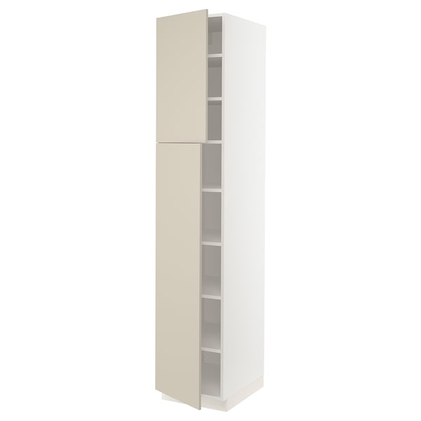 SEKTION High cabinet with shelves/2 doors, white/Havstorp beige, 18x24x90 "