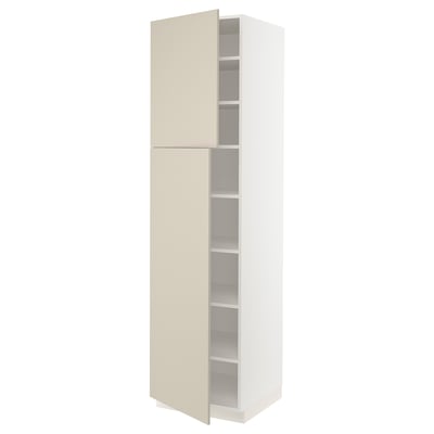 SEKTION High cabinet with shelves/2 doors, white/Havstorp beige, 24x24x90 "