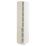 SEKTION High cabinet with shelves/2 doors, white/Havstorp beige, 15x24x80 "