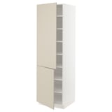 SEKTION High cabinet with shelves/2 doors, white/Havstorp beige, 24x24x80 "