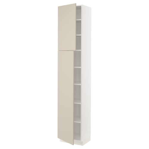 SEKTION kitchen cabinet in beige with adjustable shelves, modern design.