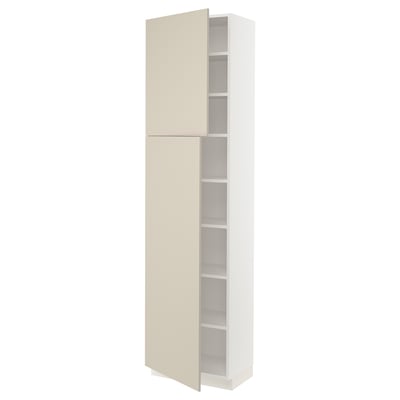 SEKTION High cabinet with shelves/2 doors, white/Havstorp beige, 24x15x90 "